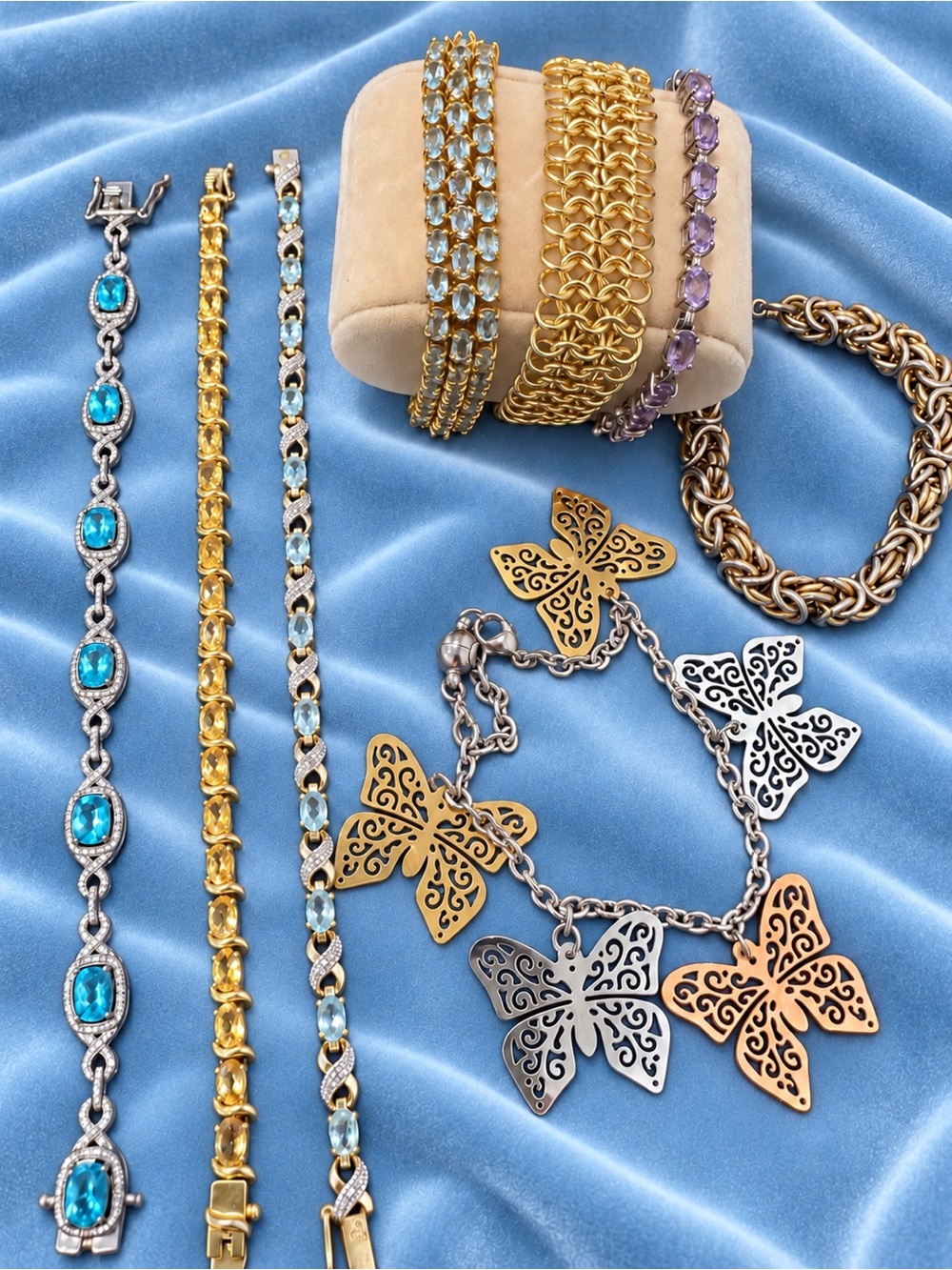 Vintage Precious Gemstones Sterling Silver Gold Vermeil Jewelry LOT/BUNDLE